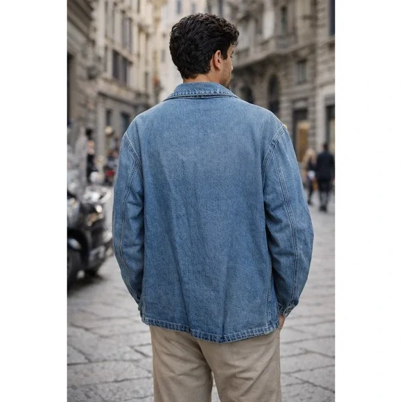 Sandro Denim Jacket Blue Wash Men's XXL Classic ‎ Style